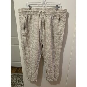 Woman's ATHLETA Drawstring Cabo Tide Linen Jogger Beige Camouflage Pants Size 18